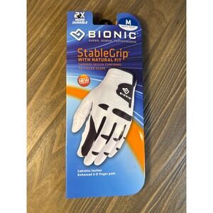 Bionic StableGrip Golf Glove Men's Medium White New Right Hand Cabretta‎ Leather